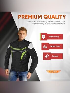 Alpha Riding Jacket High Visibility Ce Armor Waterproof All Season